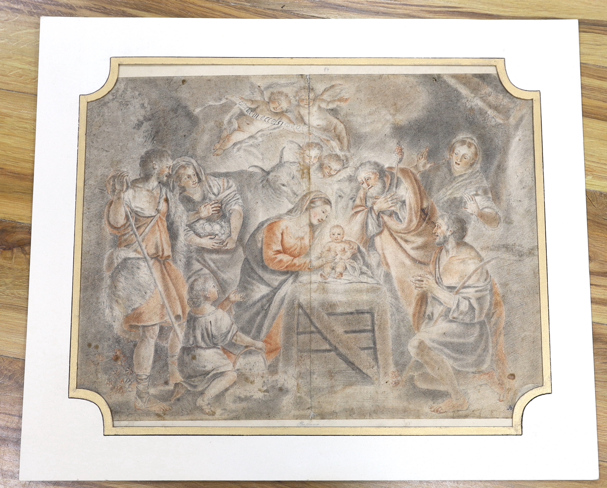 Manner of Jacopo Bassano (Italian, 1510-1592), old master, pencil and charcoal, ‘Nativity’, - Image 2 of 3