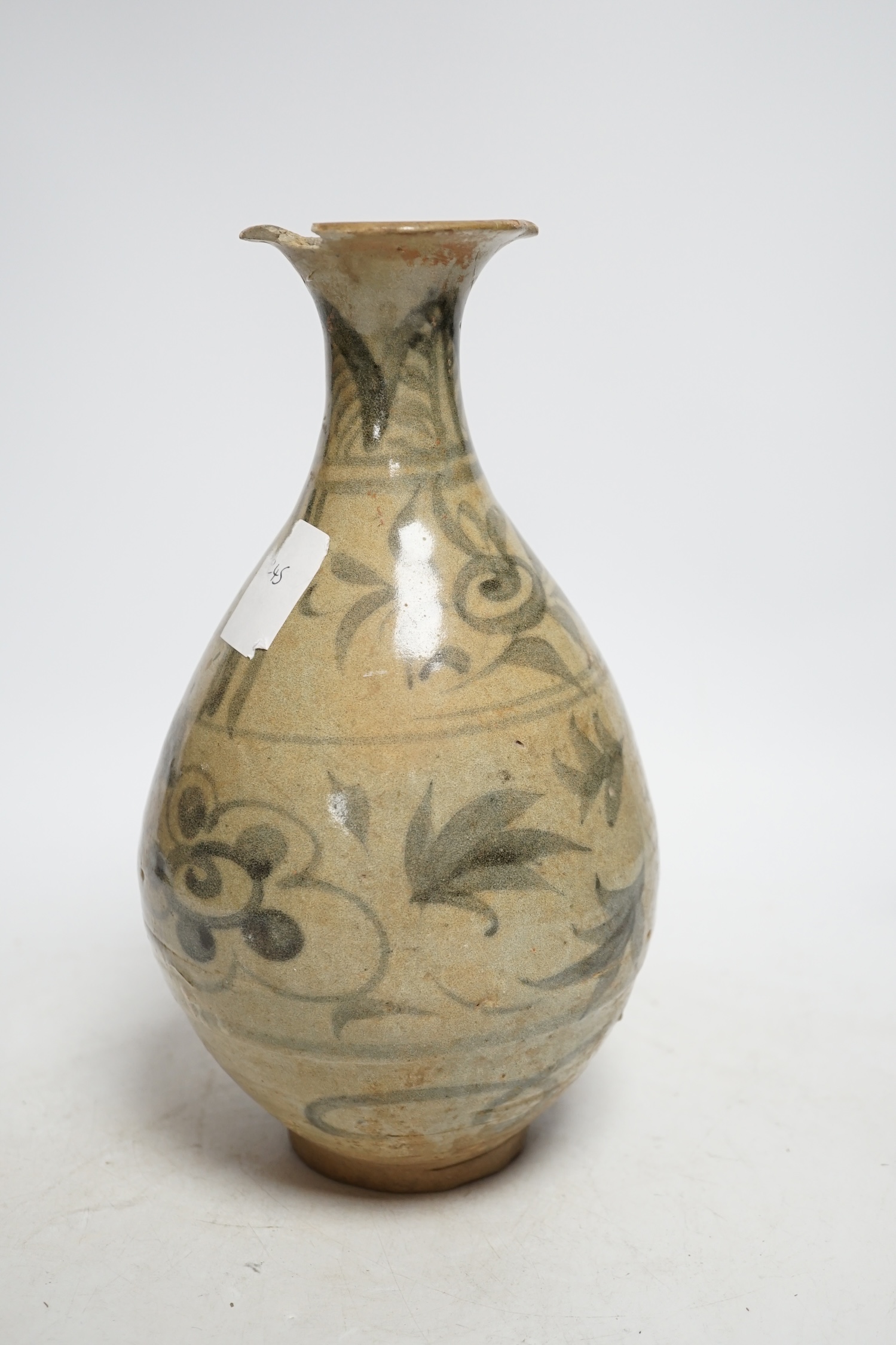 A Chinese blue and white pear shaped vase, Yuan dynasty, 25.5cm high - Image 3 of 4