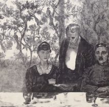 John Copley RBA (1875-1950), lithograph, ‘ A Luncheon Deux Belges’, signed in pencil, Abbott &