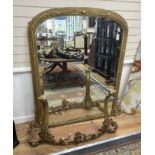 A Victorian giltwood and composition overmantel mirror, width 146cm, height 159cm