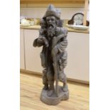 A Tyrolean carved wood figure of St Christopher, 102cm high