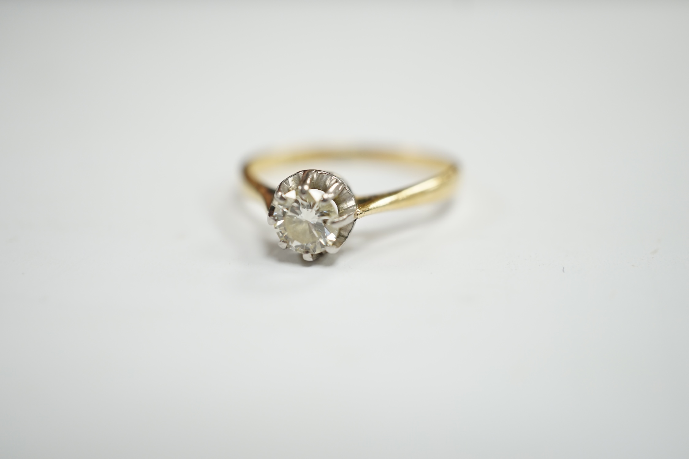 An early 20th century 18ct, plat and claw set solitaire diamond ring, size S, gross weight 2.8 - Image 2 of 6