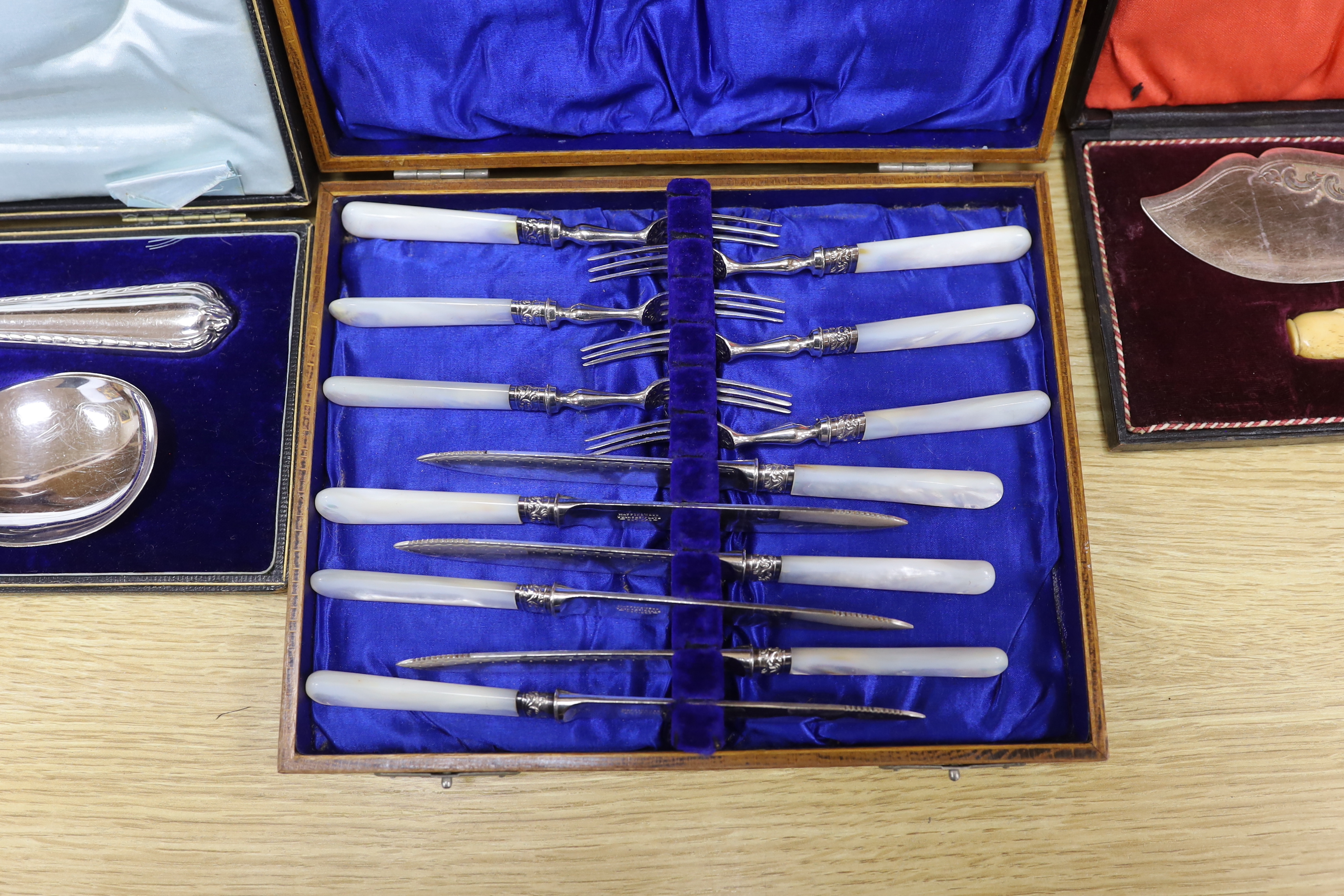 Two oak cased canteens of Old English pattern plated flatware and smaller boxes of cutlery - Image 3 of 7