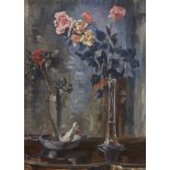 Count Michael de Torby (1898-1959), oil on canvas, Still life of roses, unsigned, various labels and