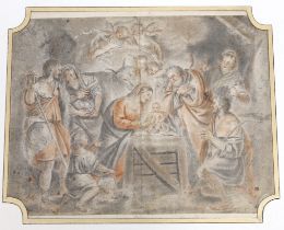 Manner of Jacopo Bassano (Italian, 1510-1592), old master, pencil and charcoal, ‘Nativity’,