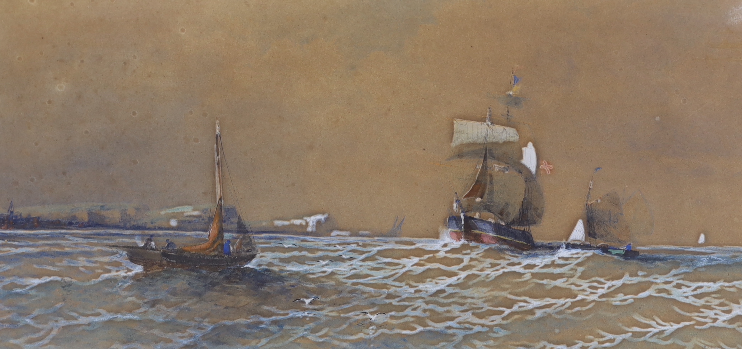 A. Clifford, pair of heightened watercolours, ‘Morning in the Shelt’ and ‘Off Dover - A Breezy Day - Image 3 of 3