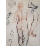 Attributed to William Dring RA (1904-1990), charcoal, study of a nude female, 40 x 29cm
