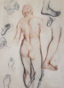 Attributed to William Dring RA (1904-1990), charcoal, study of a nude female, 40 x 29cm