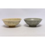 A Chinese Ming blue and white bowl and a celadon bowl, Song dynasty
