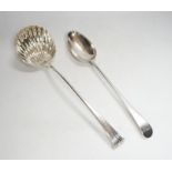 A George III silver Old English pattern basting spoon, Thomas Evans, London, 1785, 31.4cm,