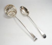 A George III silver Old English pattern basting spoon, Thomas Evans, London, 1785, 31.4cm,