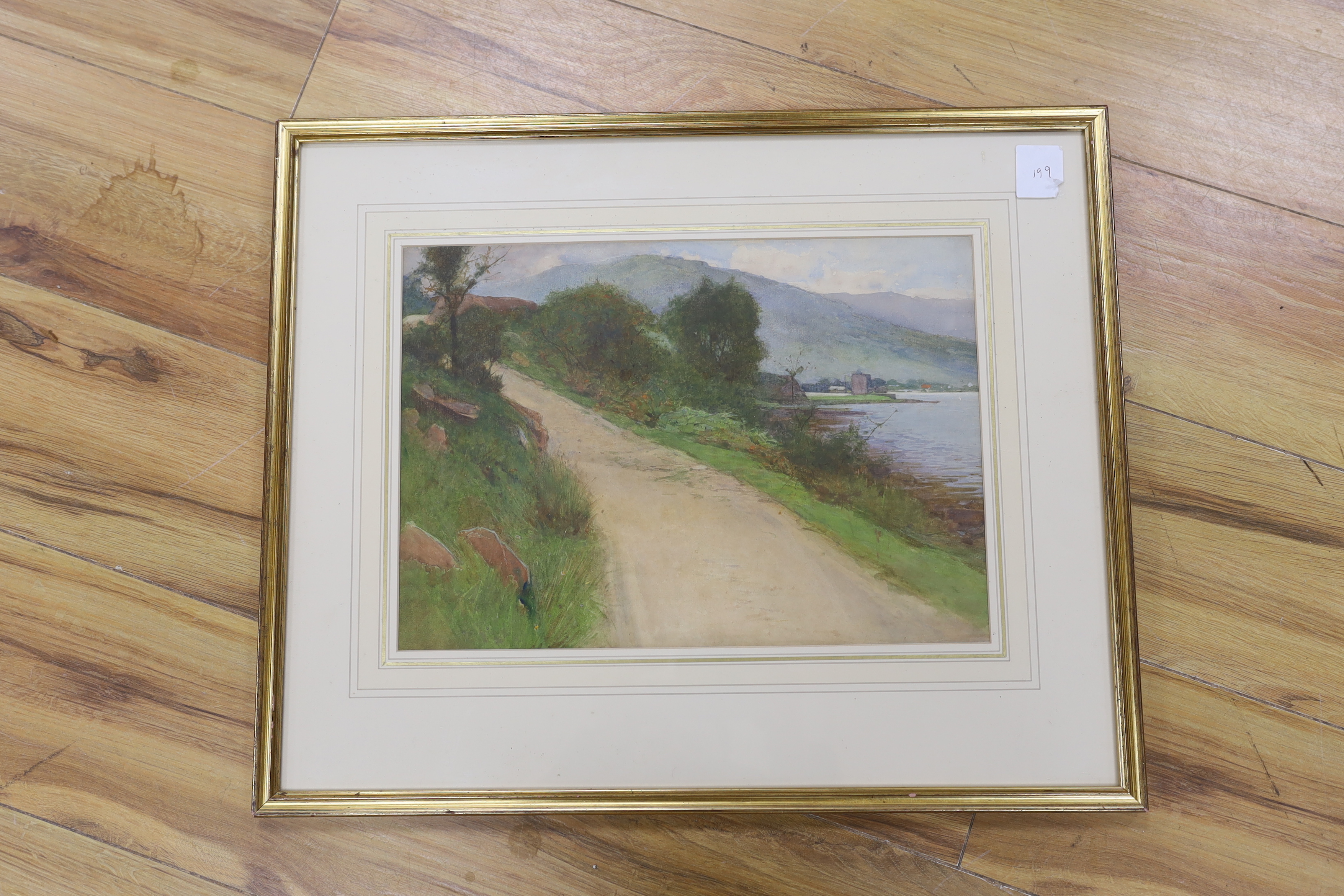 Carlton Alfred Smith RI (1853-1946), watercolour, Lakeside landscape, unsigned, 26 x 37cm - Image 2 of 2