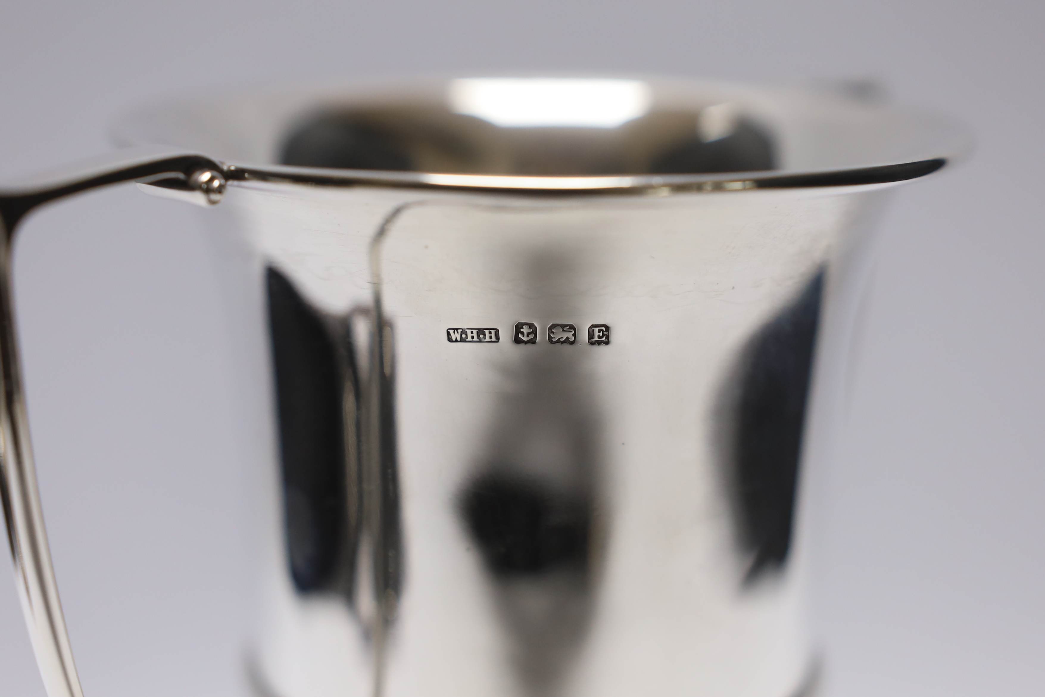 A George V unengraved silver two handled trophy cup, W H Haseler Ltd, Birmingham, 1929, height 17. - Image 2 of 2