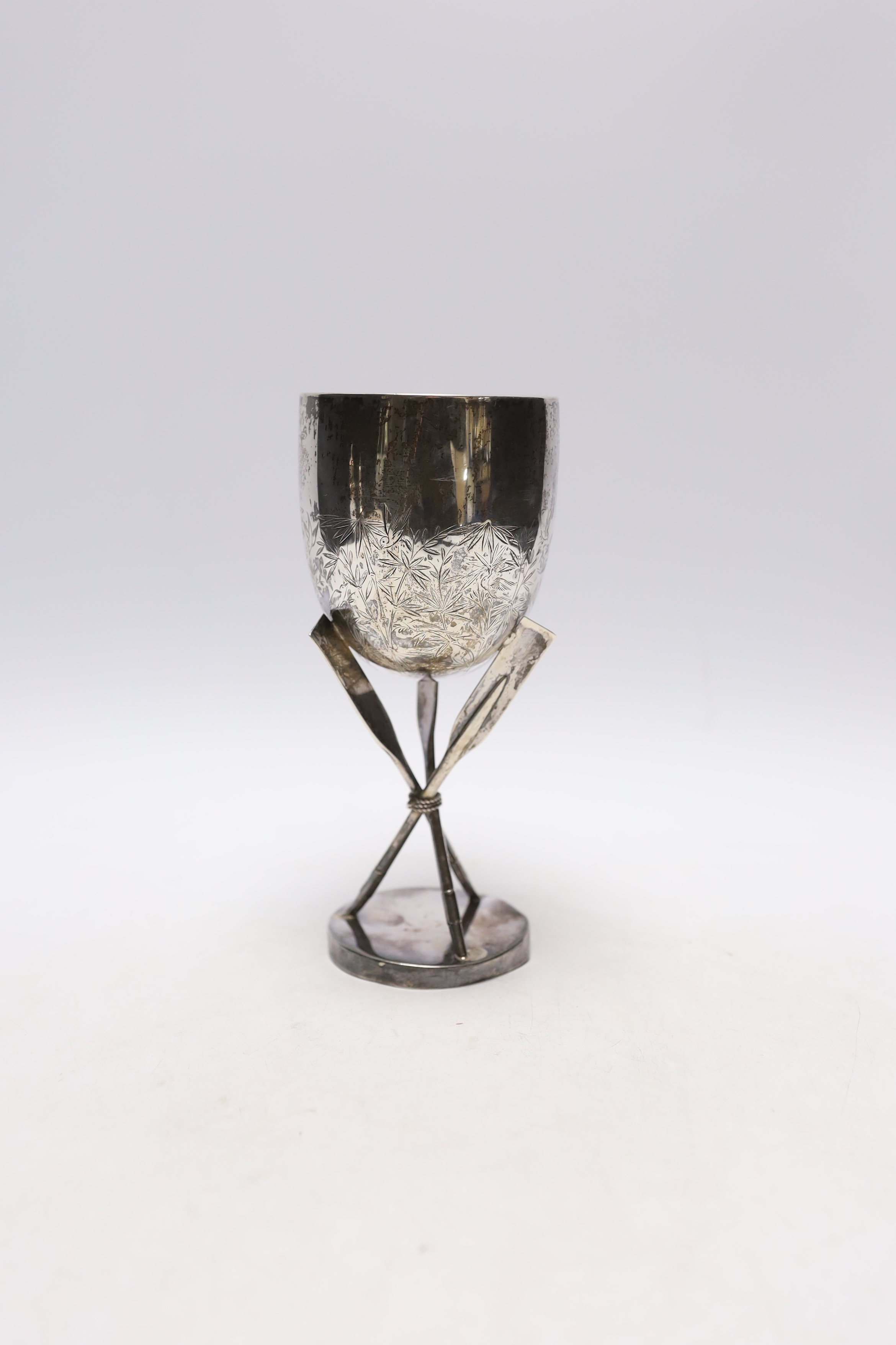 A late 19th century Chinese sterling presentation 'Hong Kong Regatta' rowing trophy goblet, with - Image 2 of 3