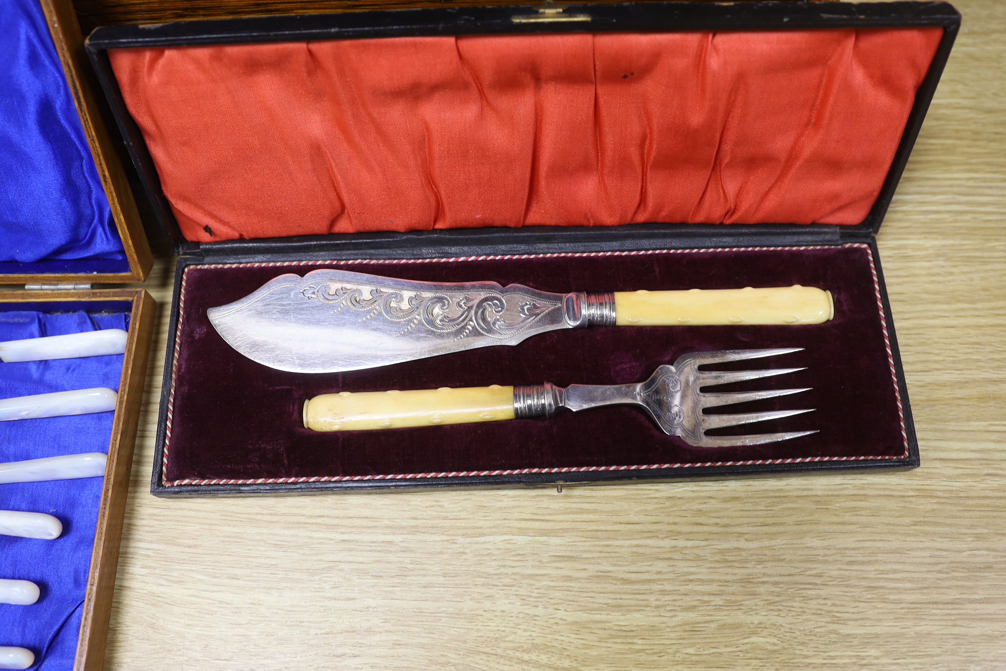 Two oak cased canteens of Old English pattern plated flatware and smaller boxes of cutlery - Image 4 of 7