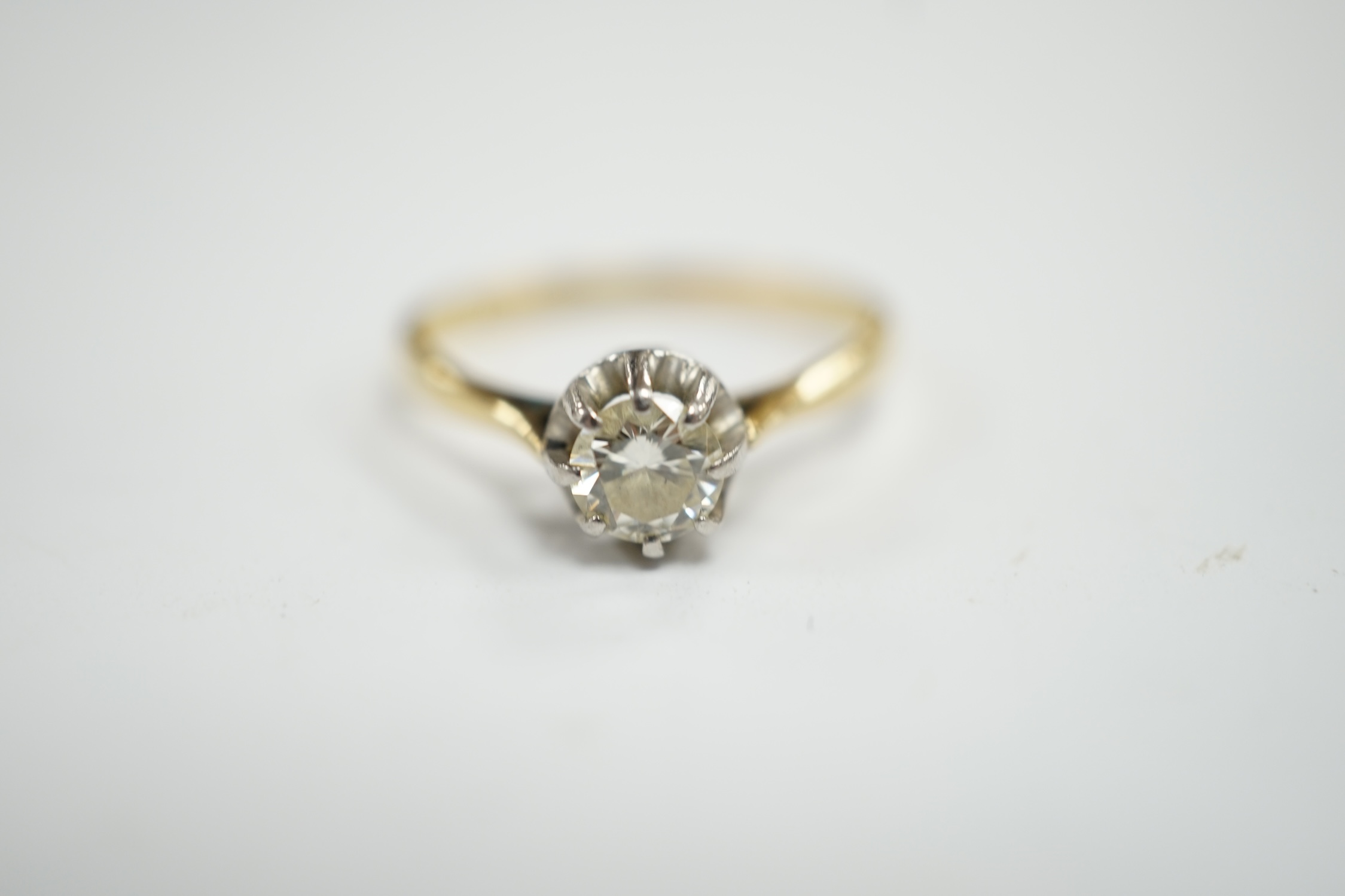 An early 20th century 18ct, plat and claw set solitaire diamond ring, size S, gross weight 2.8 - Image 4 of 6