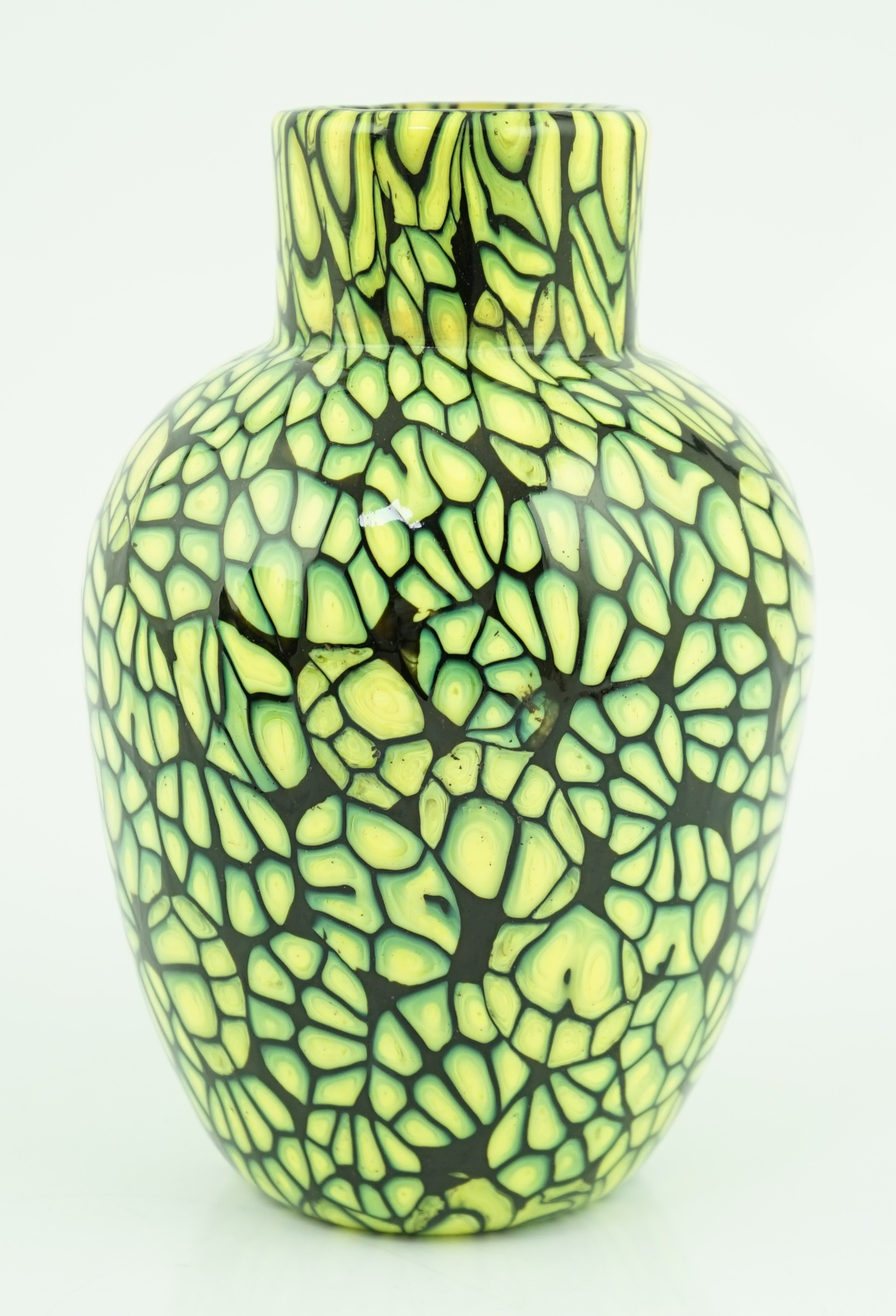 ** ** Vittorio Ferro (1932-20120 A Murano glass Murrine vase, with bright yellow murrines, on a - Image 2 of 4
