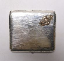 A German 800 standard white metal cigarette case by C.B. Friedlaender, with rose cut diamond set