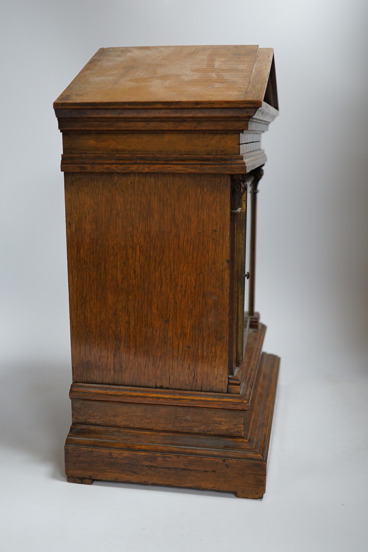 An Edwardian oak mantel clock, dial inscribed J Duncan, Paisley, 41cm high - Image 3 of 5