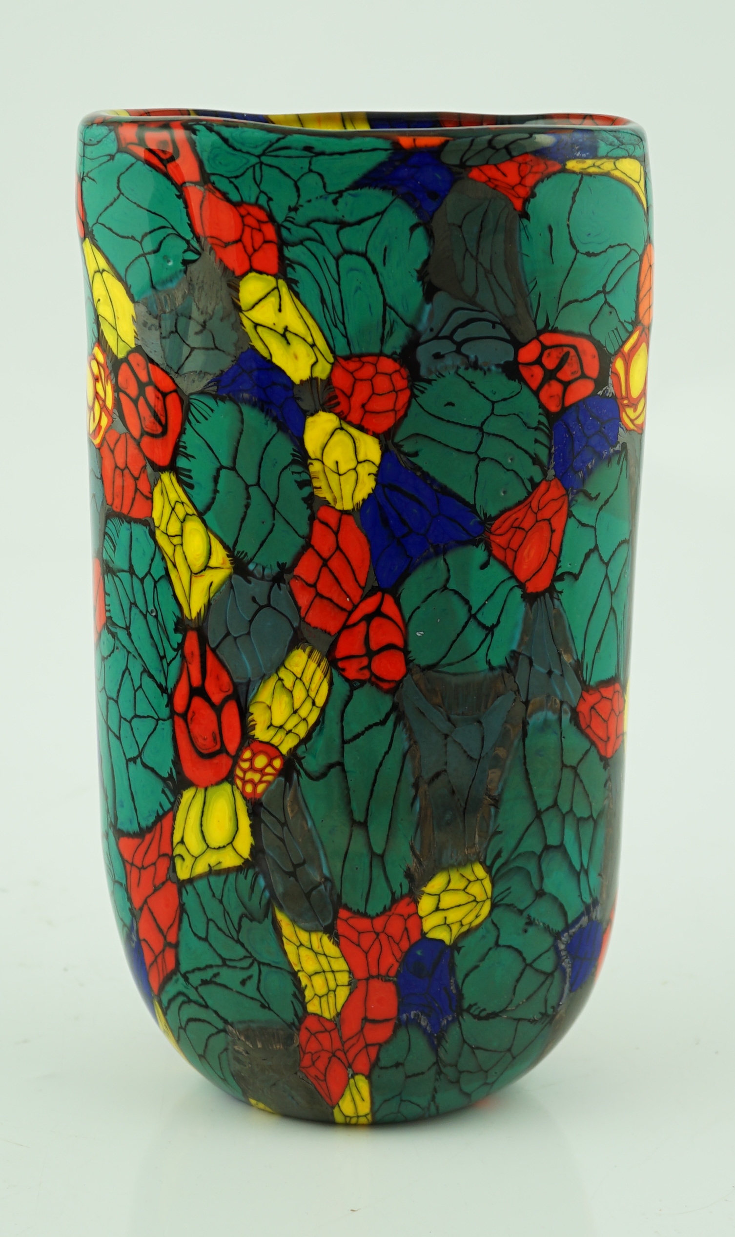 ** ** Vittorio Ferro (1932-2012) A Murano glass Murrine vase, cylindrical, with a multicoloured - Image 4 of 6