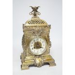 An early 20th century French brass cased mantel clock, 35cm