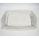 A Lalique 'Chene' oak leaf pattern glass tray, 47cm long