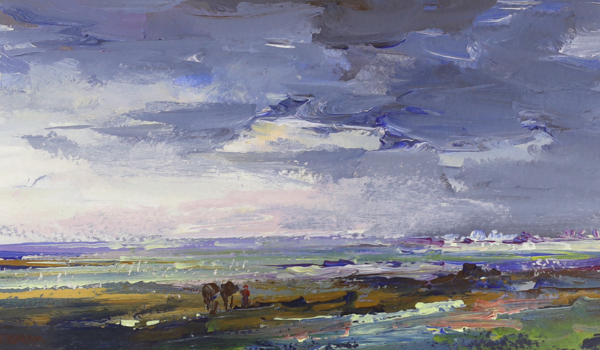 Tom Keating (1917-1984), pair of impressionist oils, Landscapes, each signed, 12 x 20cm - Image 2 of 3