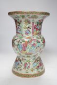 A large 19th century Chinese Canton famille rose vase, damaged and restored, 34cm
