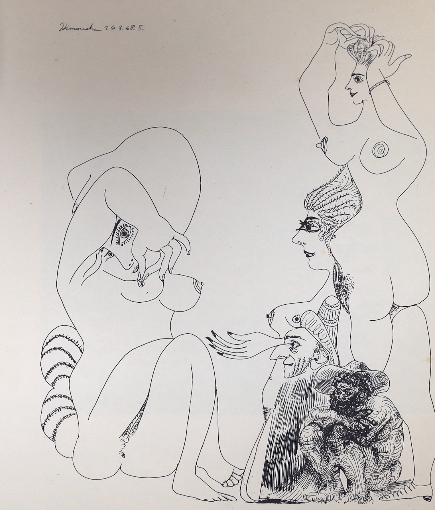 After Pablo Picasso (Spanish, 1881-1973), two erotic prints from Avant Garde Magazine, America, - Image 2 of 3