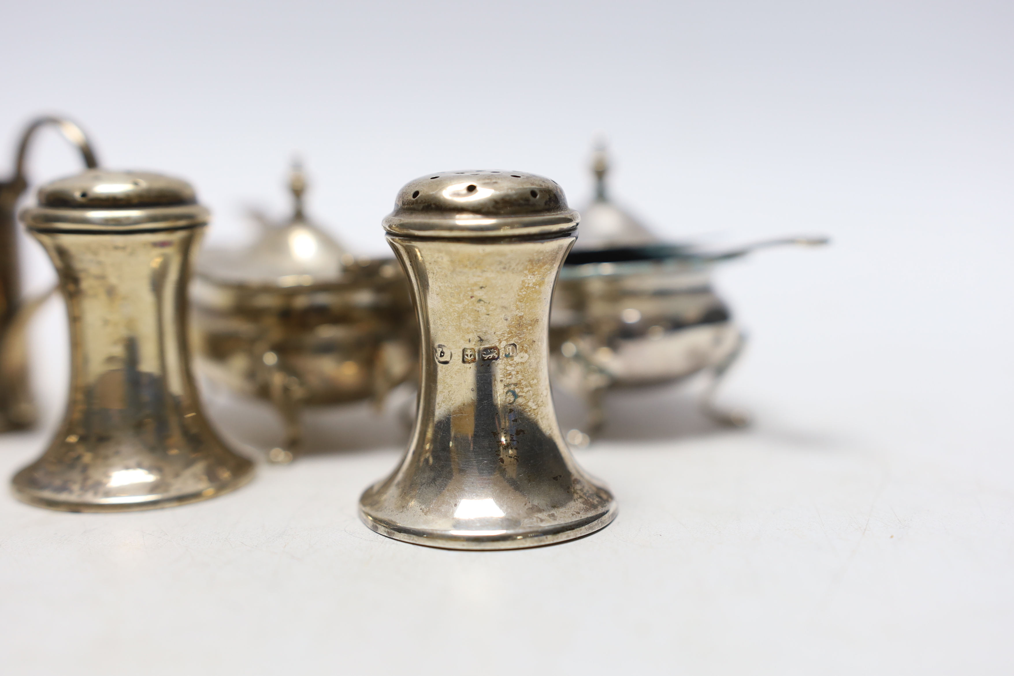 Ten assorted silver cruets, including mustards and pepperettes. - Image 2 of 2