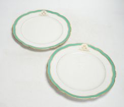 A pair of Russian Imperial Porcelain Factory plates with Alexander cipher to the reverse and crowned