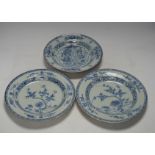 Three Chinese blue and white plates, Yongzheng-Qianlong, 23cm diameter