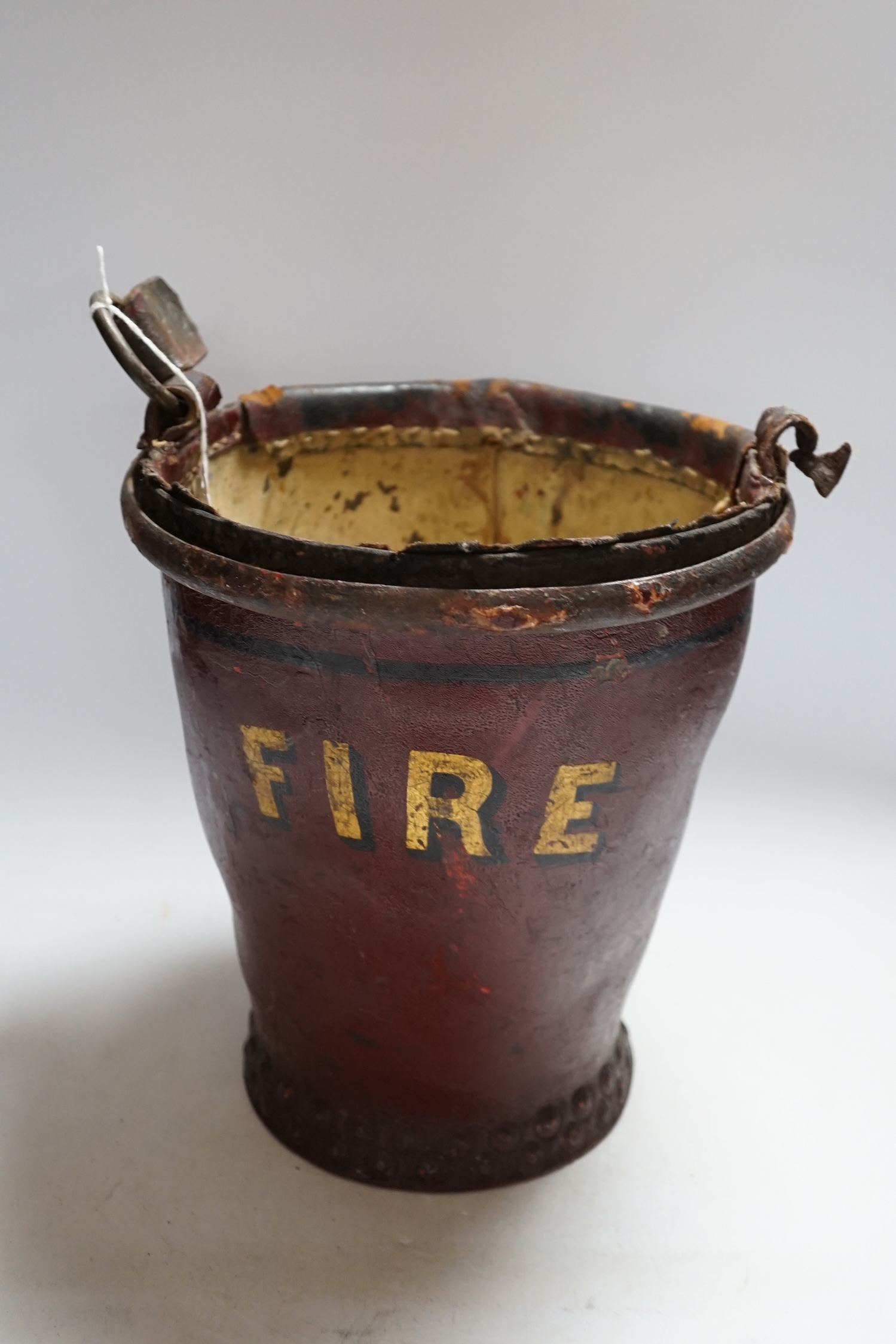 A Victorian leather fire bucket, 28cm high - Image 2 of 3