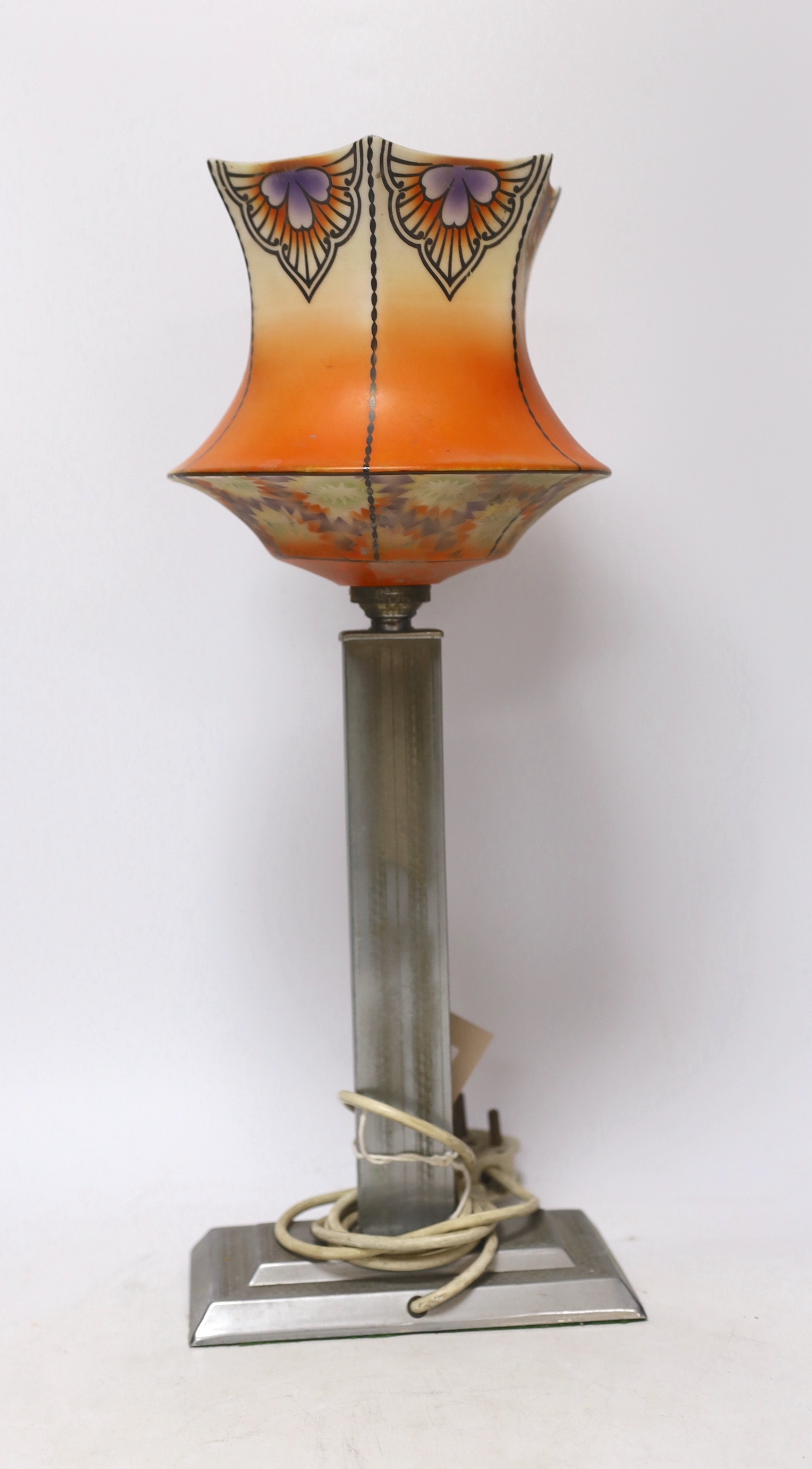 An Art Deco glass shaded table lamp, 45cm high - Image 2 of 3