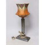 An Art Deco glass shaded table lamp, 45cm high