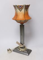 An Art Deco glass shaded table lamp, 45cm high