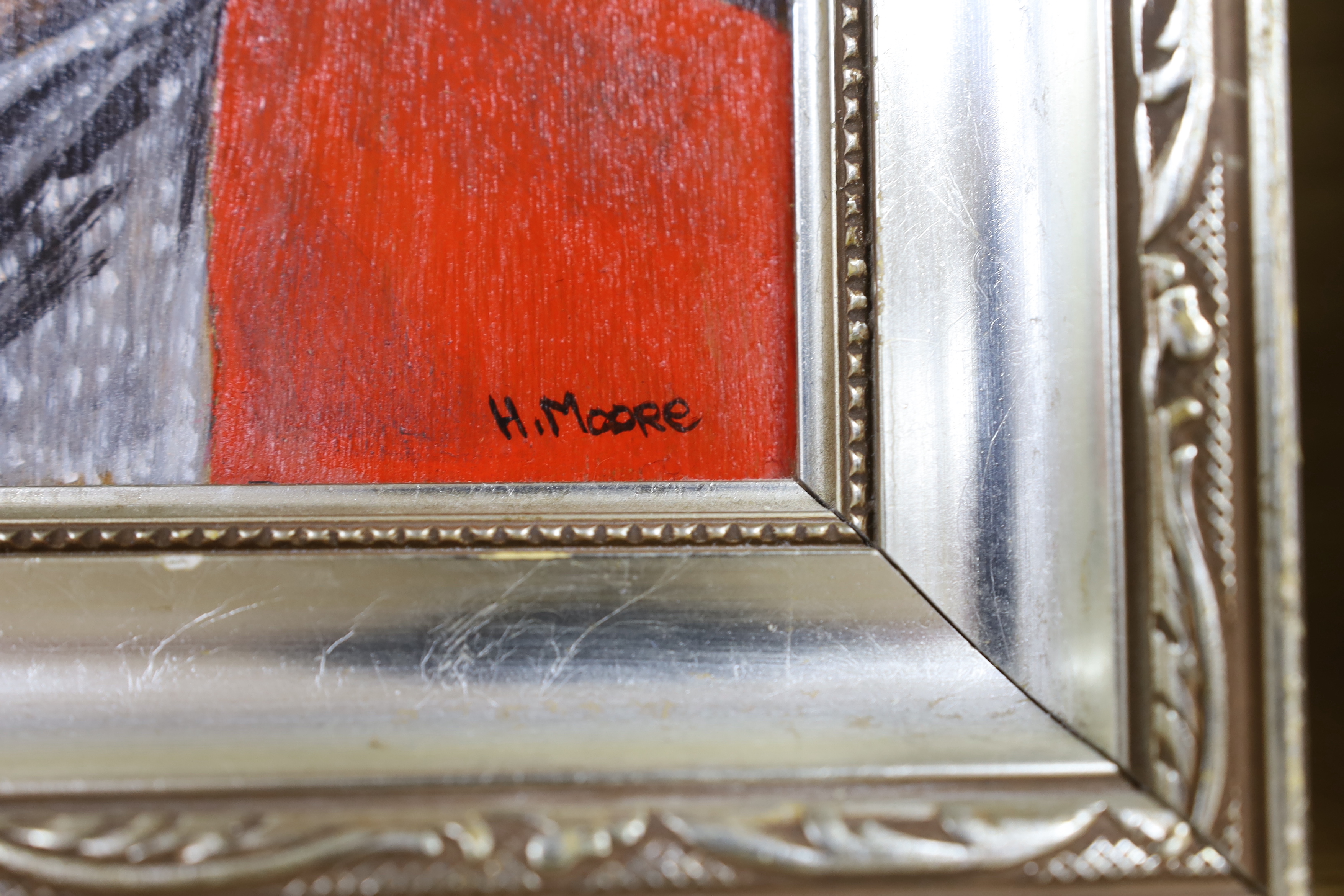 H. Moore, oil on board, Portrait of Eric Cantona, signed 34 x 24cm - Image 3 of 3