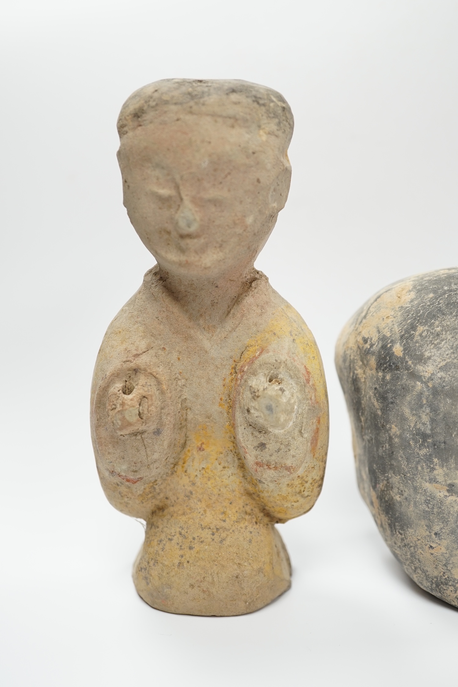 A Chinese grey pottery head and a bust, Han dynasty, tallest 17cm - Image 3 of 5