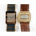 A gentleman's ceramic and gilt steel Rado Diastar wrist watch and a Seiko wrist watch.