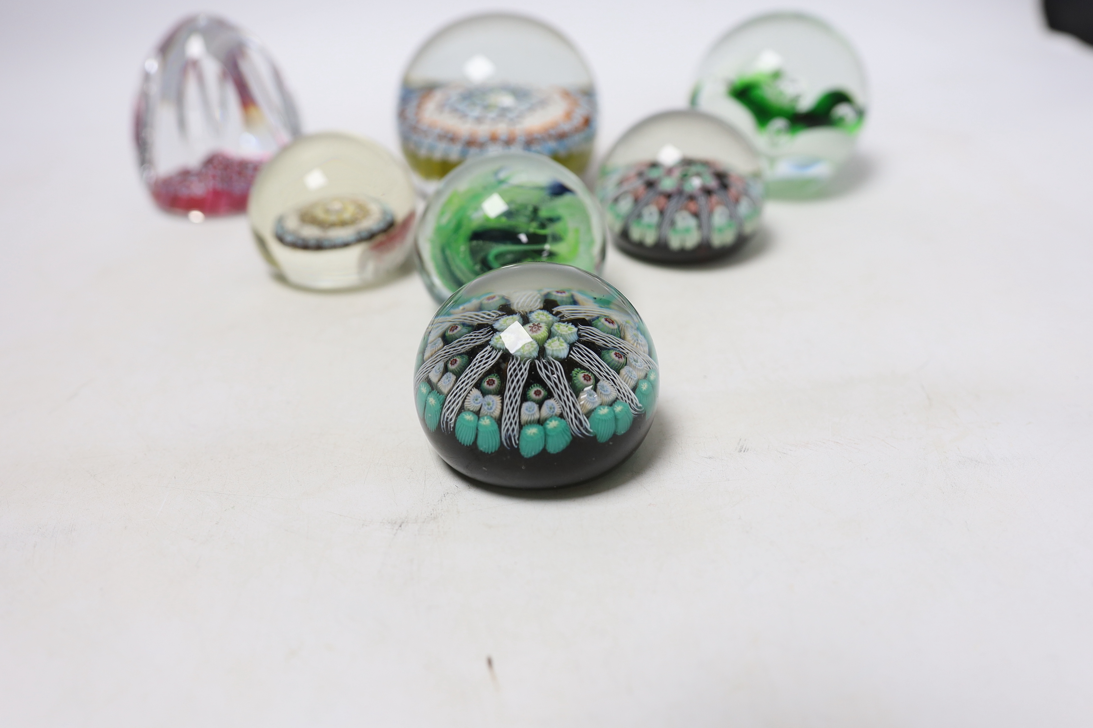 Seven Whitefriars and other paperweights, largest 8cm wide - Image 2 of 4