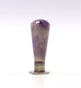 An early 20th century amethyst quartz handled white metal desk seal, 56mm.
