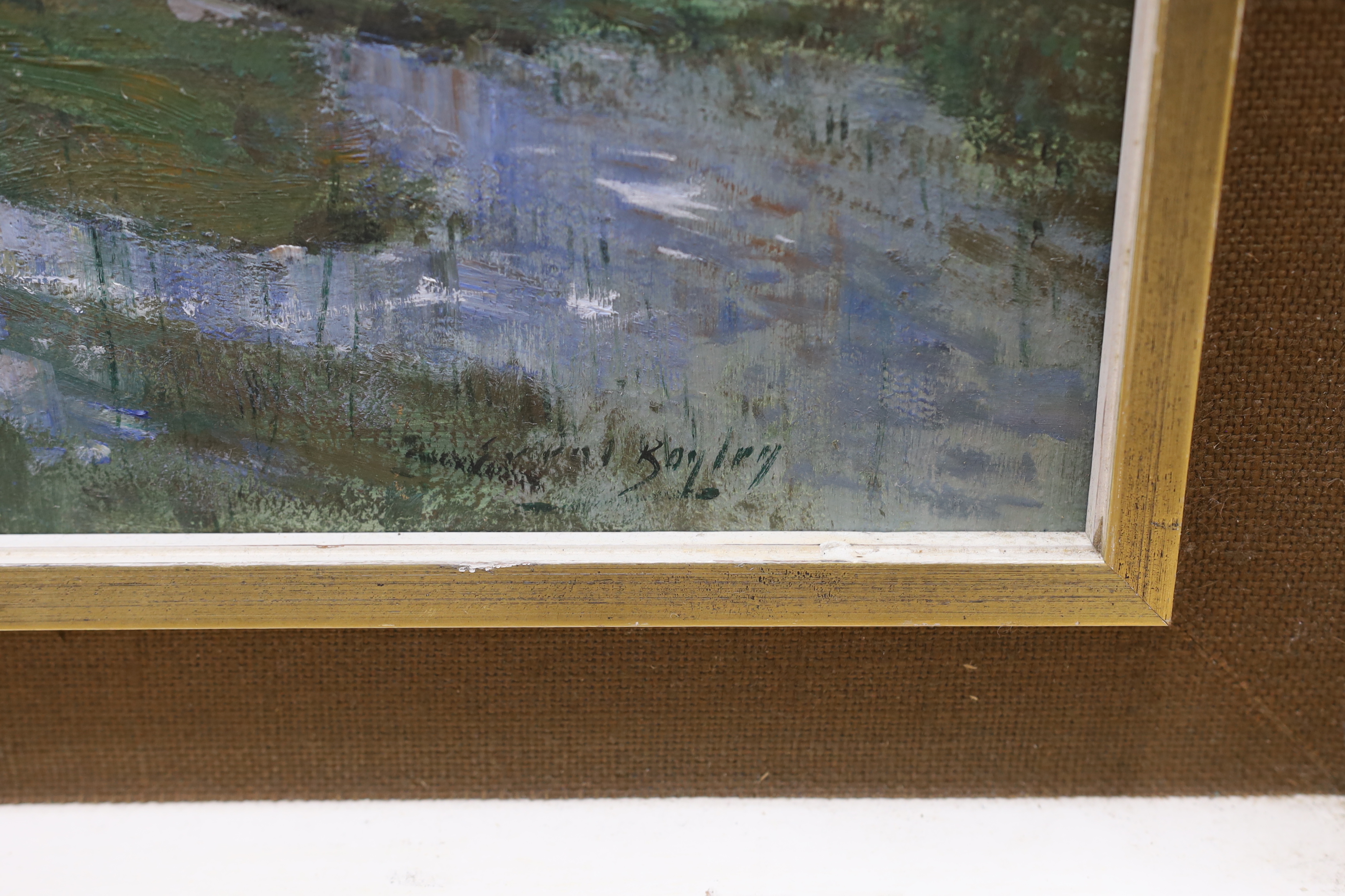 Errol Stephen Boyley (1918-2007), oil on board, 'Wetland landscape', signed, 49 x 75cm - Image 3 of 4
