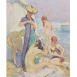 Alfred Palmer (1877-1951), oil on board, Female bathers, signed, 45 x 37cm