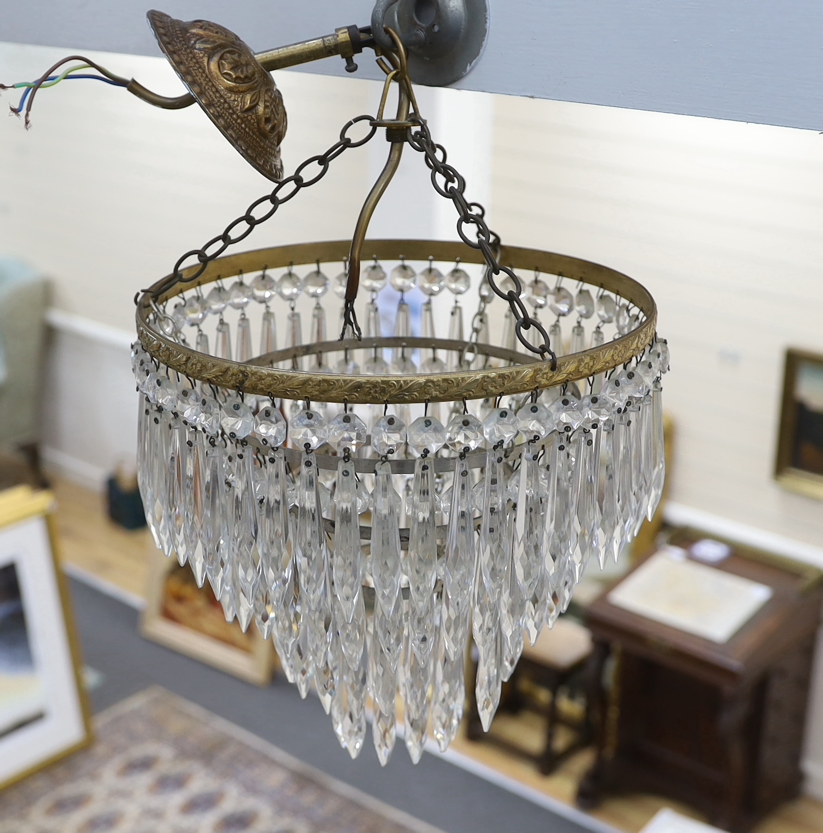 A pair of cut glass four tier chandeliers, 35cm long - Image 5 of 5