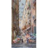 De Fulvis (Italian, 19th/20th. C), watercolour, Neapolitan street scene, signed, 28 x 15cm