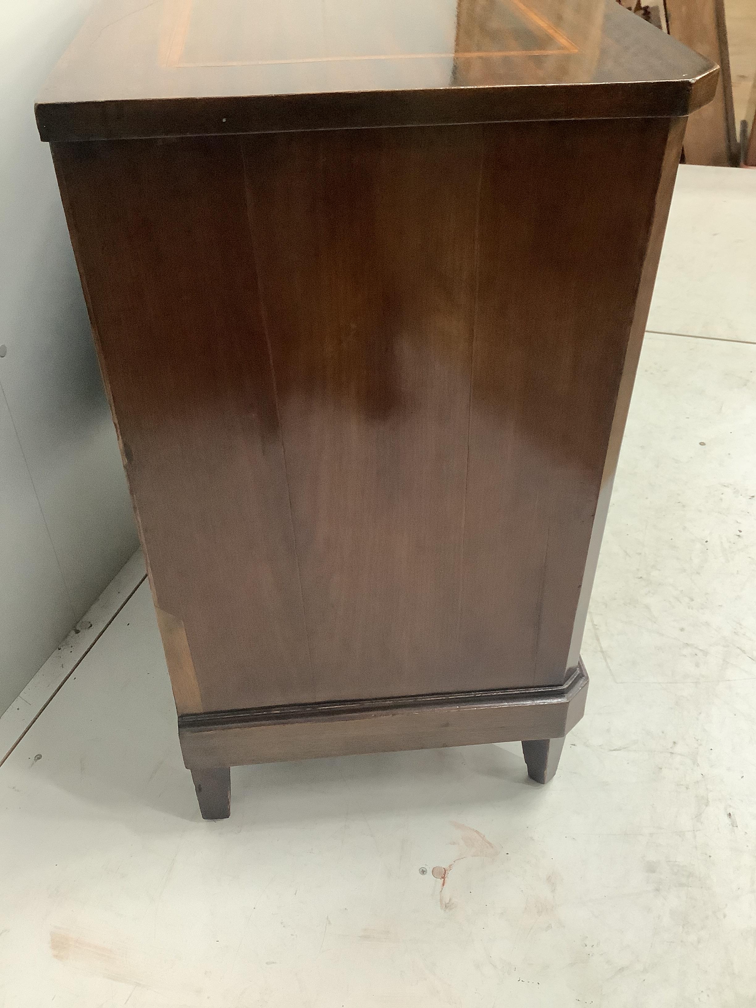 A small Continental satinwood banded mahogany chest of four long drawers, width 79cm, depth 48cm, - Image 2 of 3