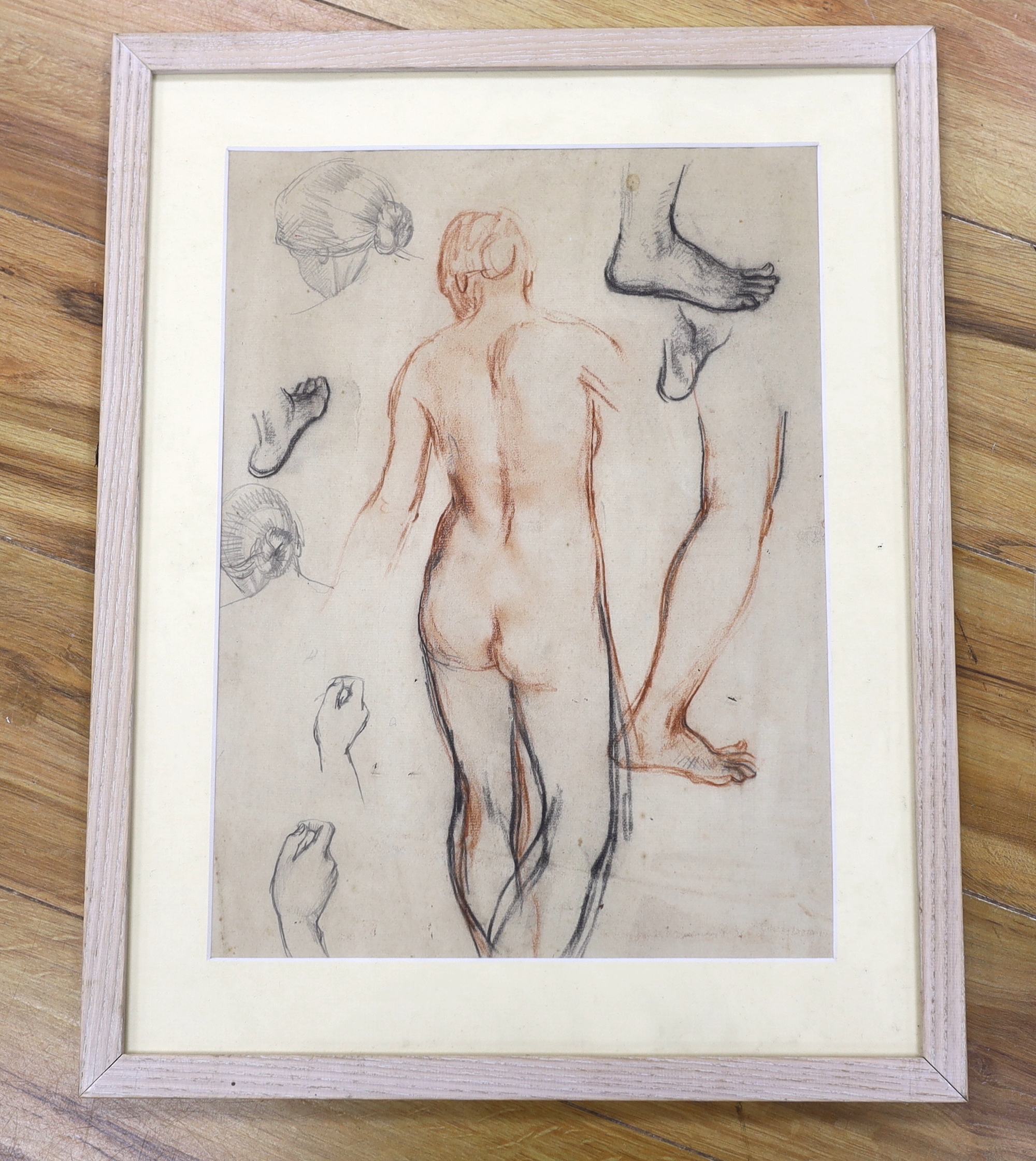 Attributed to William Dring RA (1904-1990), charcoal, study of a nude female, 40 x 29cm - Image 2 of 3