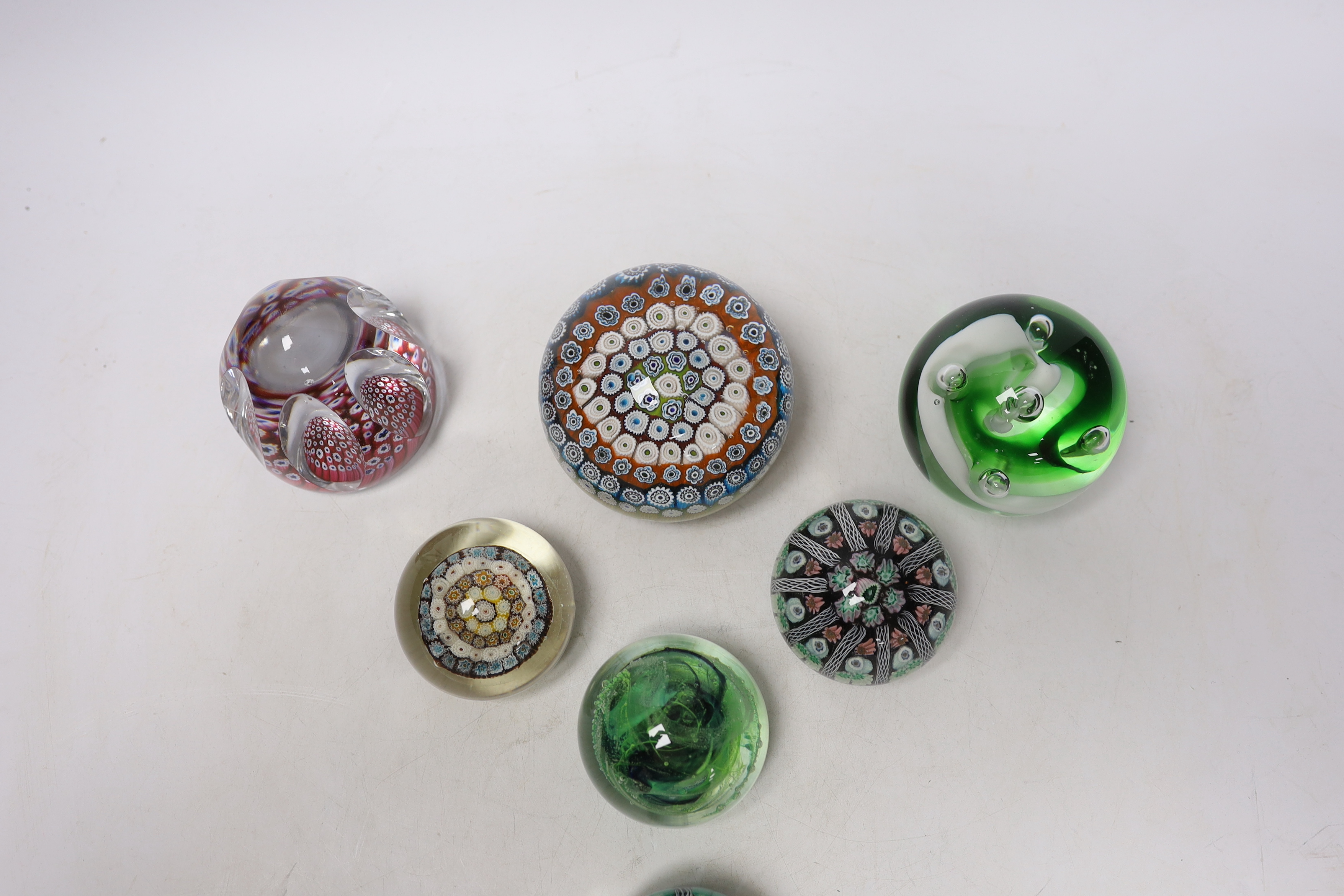 Seven Whitefriars and other paperweights, largest 8cm wide - Image 4 of 4