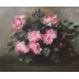 Oil on canvas, Still life of roses, unsigned, 44 x 54cm