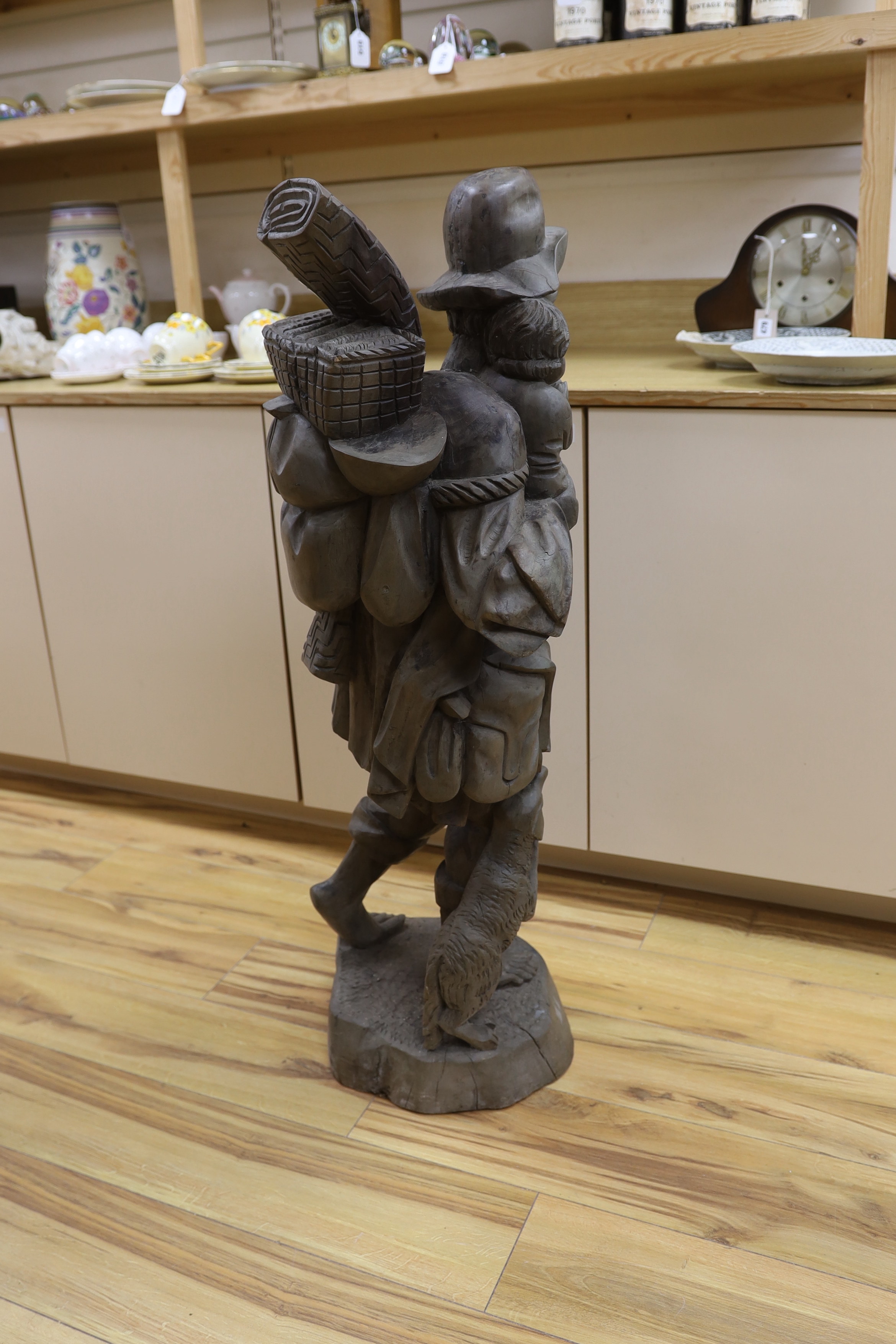 A Tyrolean carved wood figure of St Christopher, 102cm high - Image 3 of 3